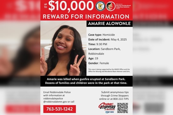 Hennepin County Sheriff's Office Offers $10,000 Reward for Information on Robbinsdale Park Shooting Death of Amarie Alowonle