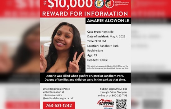 Hennepin County Sheriff's Office Offers $10,000 Reward for Information on Robbinsdale Park Shooting Death of Amarie Alowonle