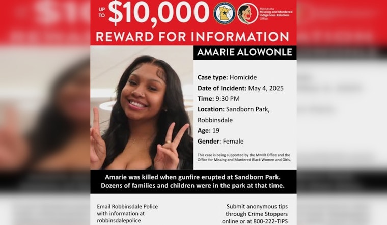 Hennepin County Sheriff's Office Offers $10,000 Reward for Information on Robbinsdale Park Shooting Death of Amarie Alowonle