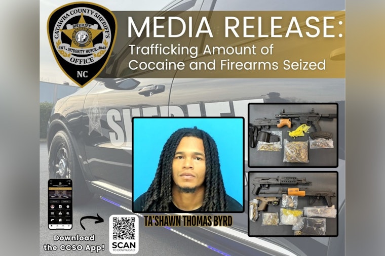 Hickory Man Charged with Trafficking Cocaine and Illegal Firearms Possession Following Catawba County Traffic Stop