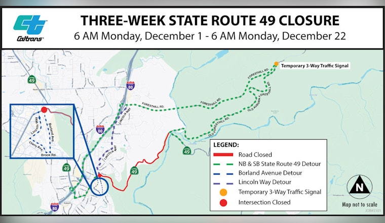 Highway 49 Canyon Shutdown To Squeeze Auburn Drivers For Three Weeks