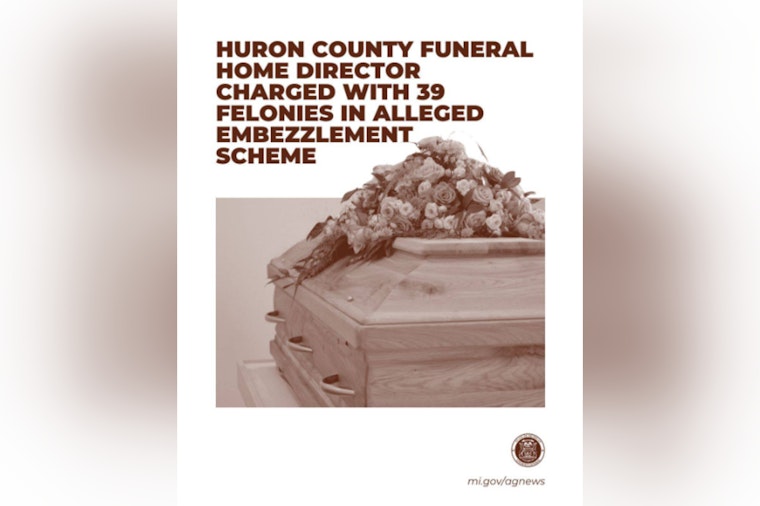 Huron County Funeral Home Director Charged with 39 Felonies in Alleged $200K Embezzlement Scheme
