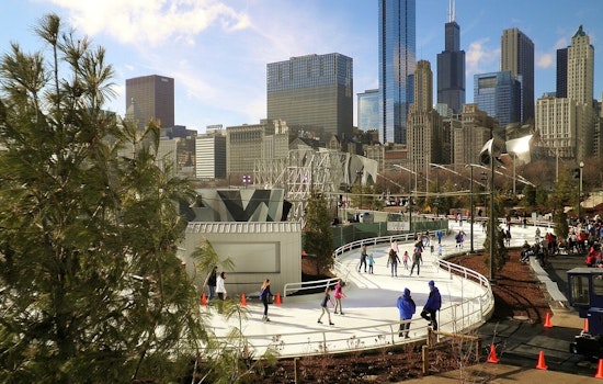 Ice Skating Ribbon Welcomes Visitors Amid Unseasonable Warmth at Chicago's Maggie Daley Park