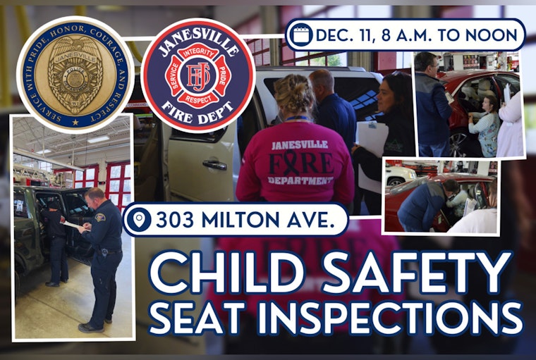 Janesville Fire and Police Departments Join Forces for Child Safety Seat Inspection Event on December 11