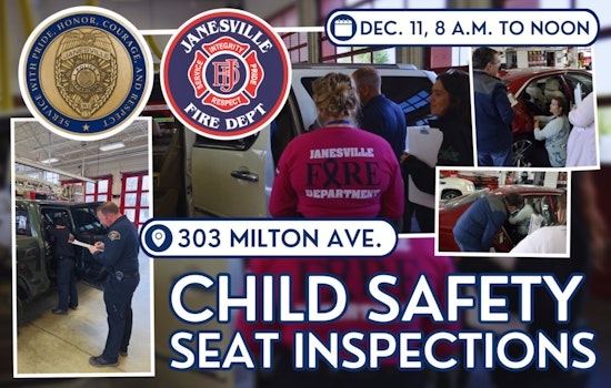 Janesville Fire and Police Departments Join Forces for Child Safety Seat Inspection Event on December 11
