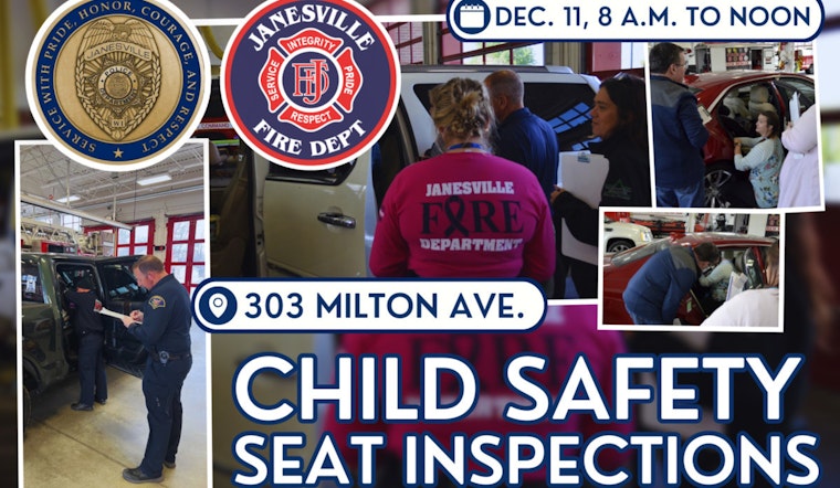 Janesville Fire and Police Departments Join Forces for Child Safety Seat Inspection Event on December 11