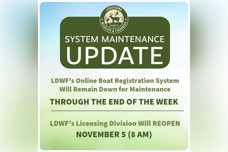 LDWF Online Boat Registration Renewal System Offline for Weekend Upgrades