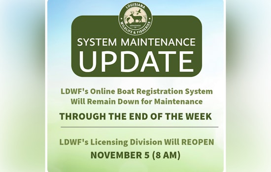 LDWF Online Boat Registration Renewal System Offline for Weekend Upgrades