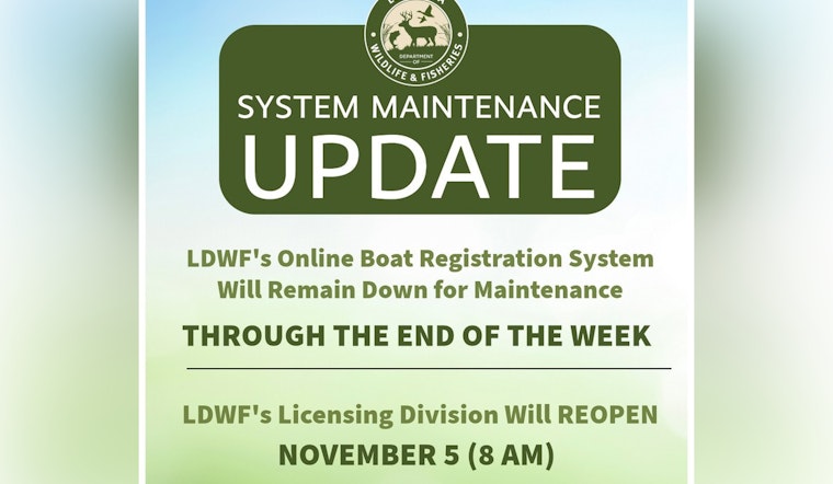 LDWF Online Boat Registration Renewal System Offline for Weekend Upgrades