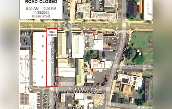 Līhu‘e Alert: Kress Street to Close for Maintenance on November 28, Plan Alternate Routes