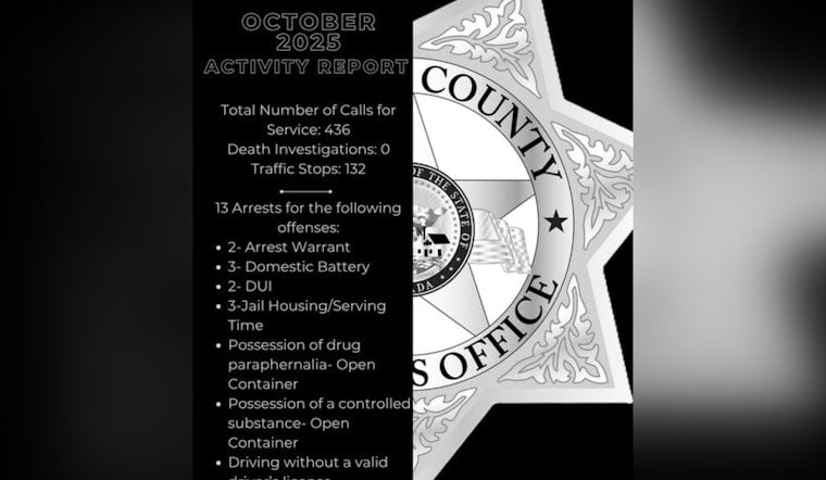 Lincoln County Sheriff's Office in Nevada Reports 436 Calls and 13 Arrests in October, Highlights Revenue from Inmate Housing