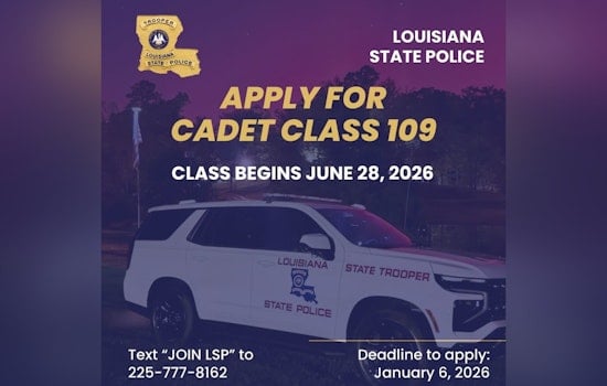 Louisiana State Police Seeks New Troopers, Applications Open for 109th Cadet Class Ahead of January 2026 Deadline