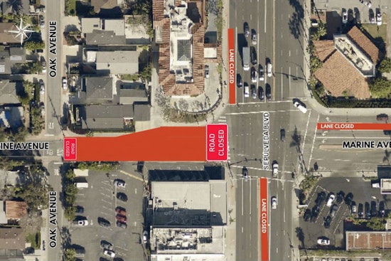 Manhattan Beach Advises of Road Closure at Marine Ave and Sepulveda Blvd for Water Line Repairs