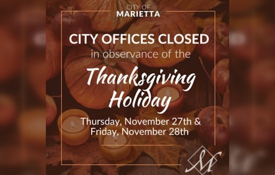 Marietta City Offices to Close for Thanksgiving, Residents Advised to Check Revised Waste Collection Schedule