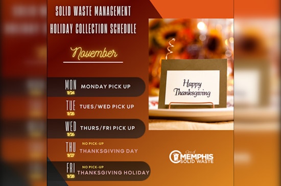 Memphis Announces Thanksgiving Government Office Closures and Waste Collection Schedule Changes