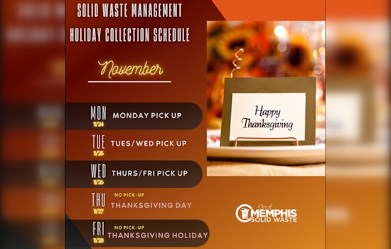 Memphis Announces Thanksgiving Government Office Closures and Waste Collection Schedule Changes