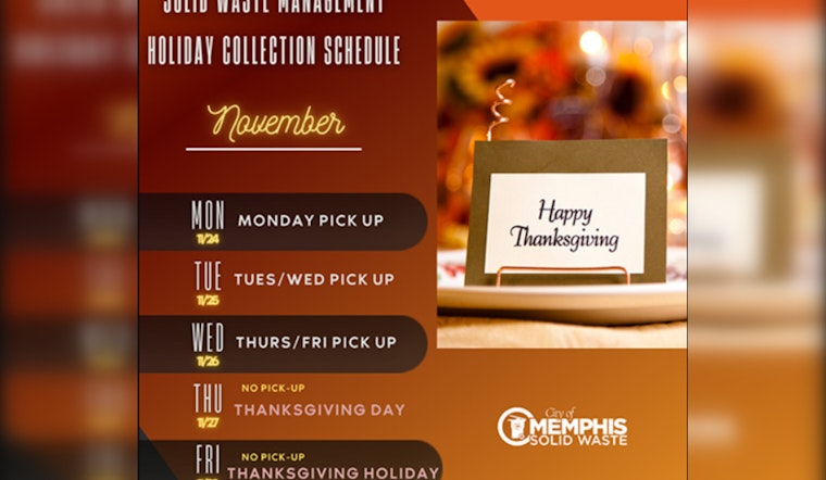 Memphis Announces Thanksgiving Government Office Closures and Waste Collection Schedule Changes