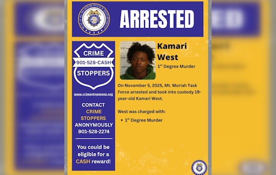 Memphis Police Arrest 19-Year-Old Kamari West, Charged with 1st Degree Murder in Horn Lake Road Shooting