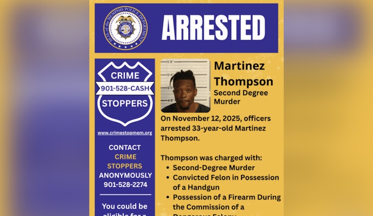 Memphis Suspect Martinez Thompson Arrested on Charges Including Second-Degree Murder