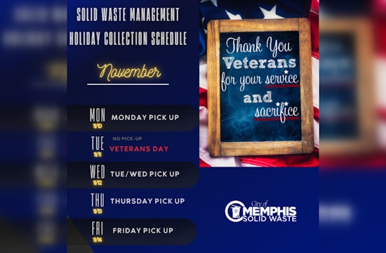 Memphis Trash Pickup Schedule Altered for Veterans Day, City Offices Closed