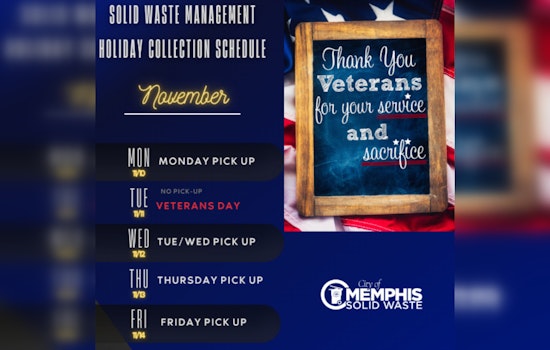 Memphis Trash Pickup Schedule Altered for Veterans Day, City Offices Closed