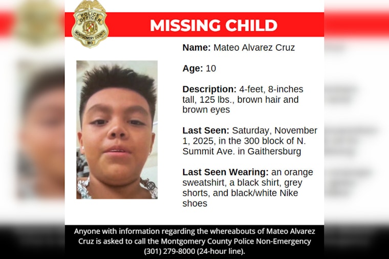 Montgomery County Police Escalate Search for Missing 10-Year-Old Mateo Alvarez Cruz