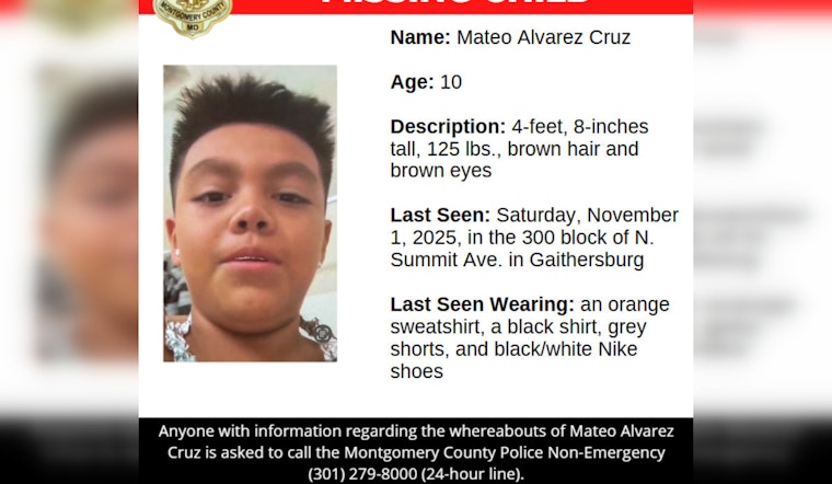 Montgomery County Police Escalate Search for Missing 10-Year-Old Mateo Alvarez Cruz