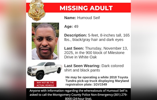 Montgomery County Police Request Public's Aid in Search for Missing Man Humoud Seif