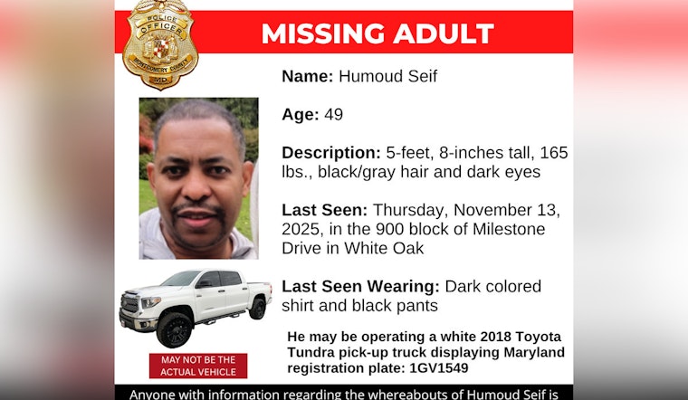 Montgomery County Police Request Public's Aid in Search for Missing Man Humoud Seif