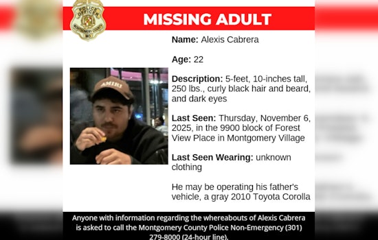Montgomery County Police Seek Public Help in Search for Missing 22-Year-Old Alexis Cabrera