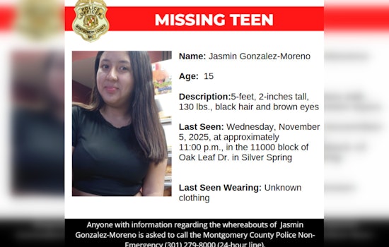 Montgomery County Police Seek Public's Help in Search for Missing 15-Year-Old Jasmin Gonzalez-Moreno