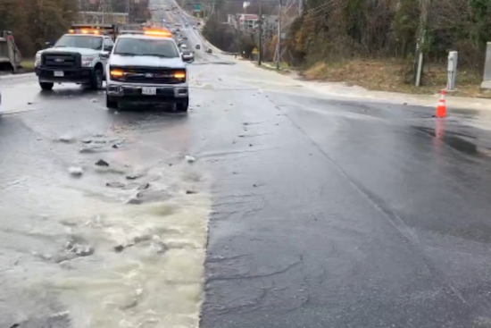 Nottingham's Belair Road Closure Caused by Major Water Main Break Disrupts Traffic and Residents