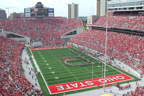 Ohio State University Marching Band Salutes Veterans with Patriotic Halftime Show at Ohio Stadium