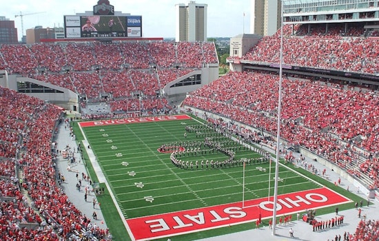 Ohio State University Marching Band Salutes Veterans with Patriotic Halftime Show at Ohio Stadium