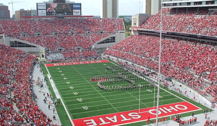 Ohio State University Marching Band Salutes Veterans with Patriotic Halftime Show at Ohio Stadium