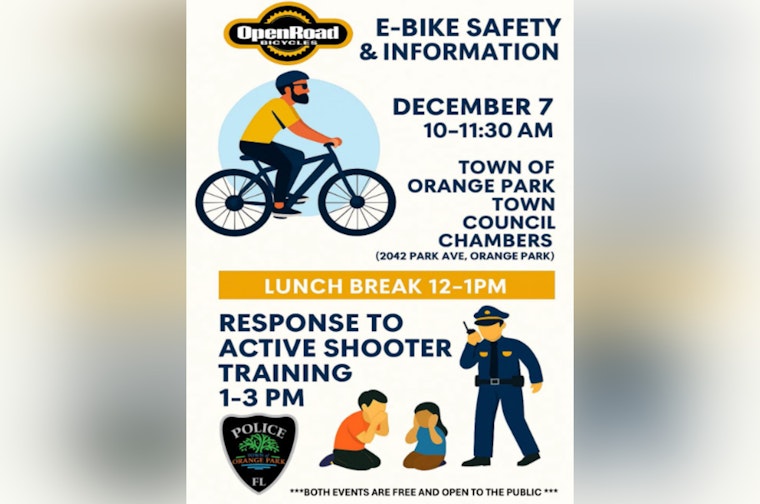 Orange Park Announces Free Safety Workshops on Electric Bike Use and Active Assailant Preparedness