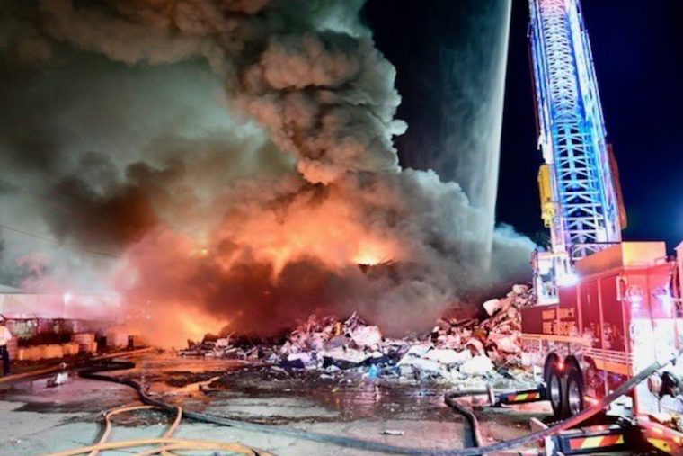 Orlando Firefighters Battle Intense Blaze at Recycling Facility, Contain Separate Large Fire Near Residential Areas