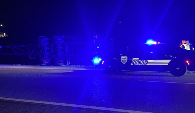 Overturned Semi on HWY 109 Causes Traffic Delays in Lebanon; No Injuries Reported