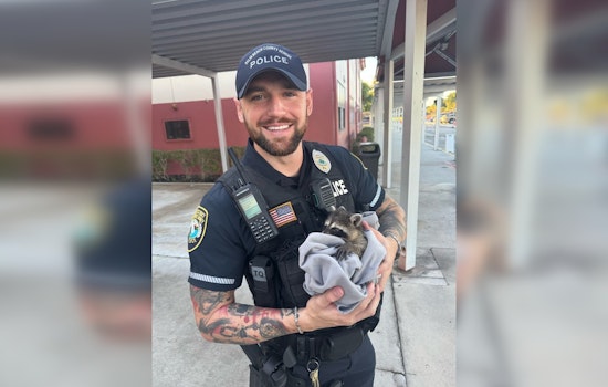 Palm Beach School Officer Rescues Baby Raccoon from Drain During Morning Drop-Off