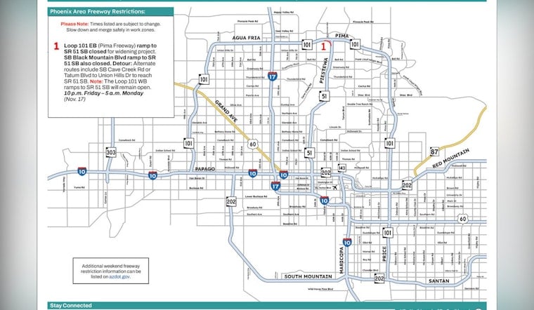 Phoenix Area Freeway Closures Minimal This Weekend with Ramp Widening