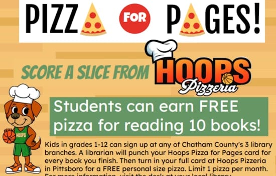 Pittsboro's "Pizza for Pages" Program Fuels Literacy with Free Pizzas for Book-Loving Kids