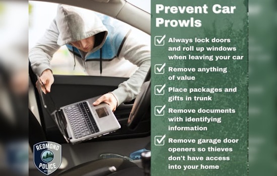 Redmond Police Urge Shoppers to Secure Vehicles Against Seasonal Spike in Car Break-Ins
