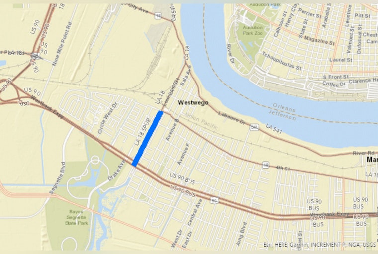 Roadwork on LA 18 Spur in Jefferson Parish May Cause Delays Today