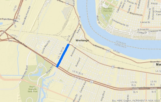 Roadwork on LA 18 Spur in Jefferson Parish May Cause Delays Today