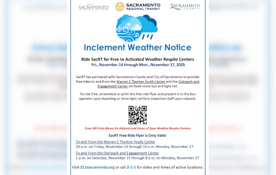 Sacramento Prepares for Heavy Rainfall as City Activates Weather-Respite Center and Offers Free SacRT Rides