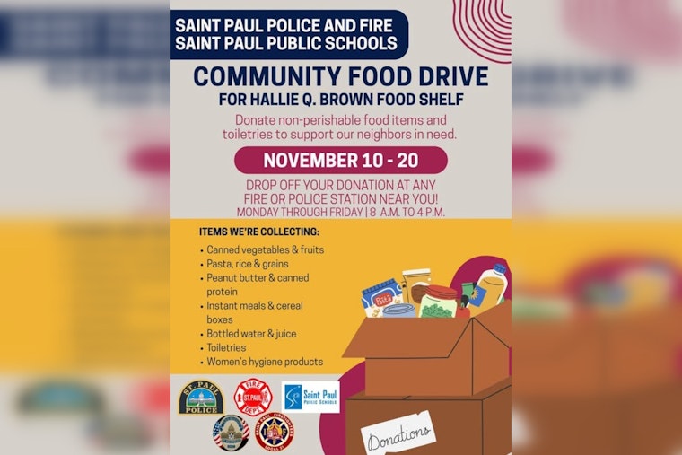 Saint Paul Police Partner with Local Fire Department and Schools for Food Drive to Benefit Hallie Q. Brown Community Center