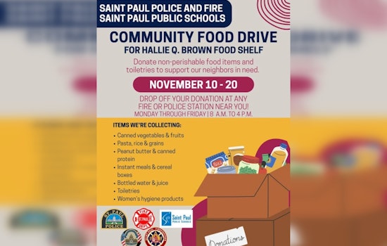 Saint Paul Police Partner with Local Fire Department and Schools for Food Drive to Benefit Hallie Q. Brown Community Center