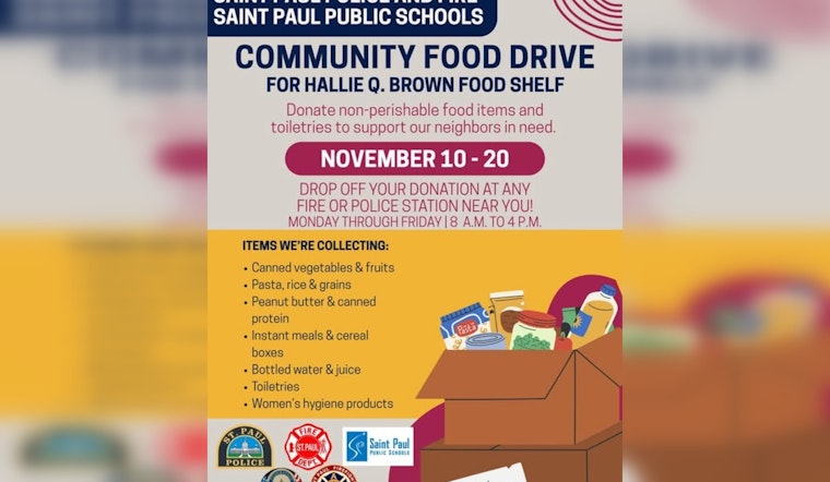 Saint Paul Police Partner with Local Fire Department and Schools for Food Drive to Benefit Hallie Q. Brown Community Center