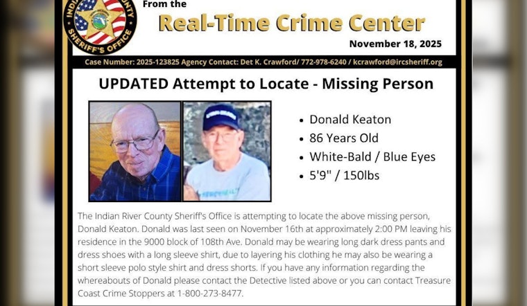 Search Intensifies in Vero Beach for Missing 86-Year-Old Man with Dementia