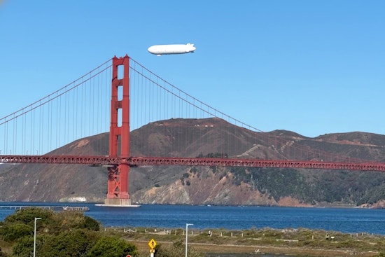 PHOTOS: Sergey's Giant White Airship is Flying Over the Bay Again, Testing His Disaster Relief Blimp